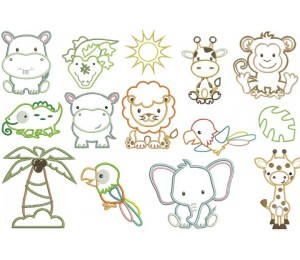 Stickdatei - Dschungeltiere Appli Papagei fliegend